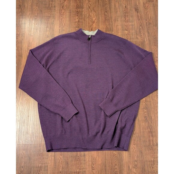 Peter Millar Mens 1/4 Zip Cashmere Pullover Sweater - Plum-Sz XXL - Picture 1 of 10